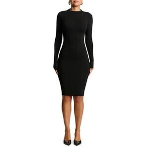 Naked Wardrobe NWOT The NW Long Sleeve Midi Dress Black Size L